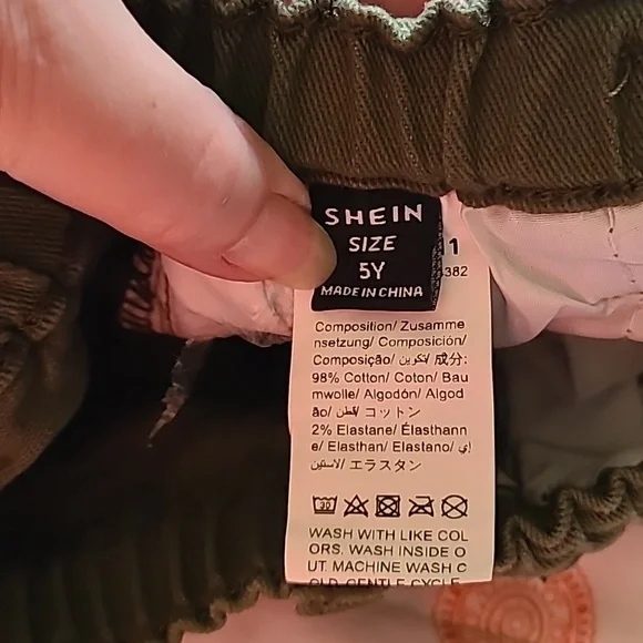 Shein Boys 5t Distressed Jeans olive green elastic waist - Picture 3 of 8